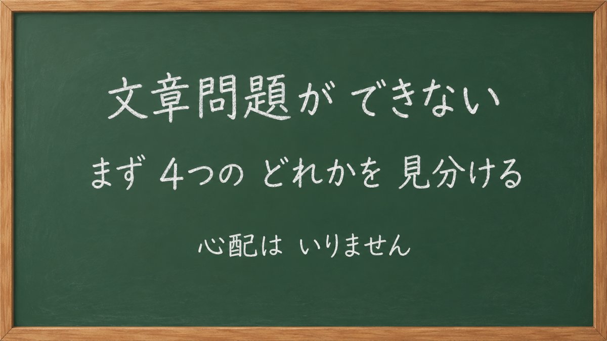 文章問題ができない → まず、4つのどれかを見分ける