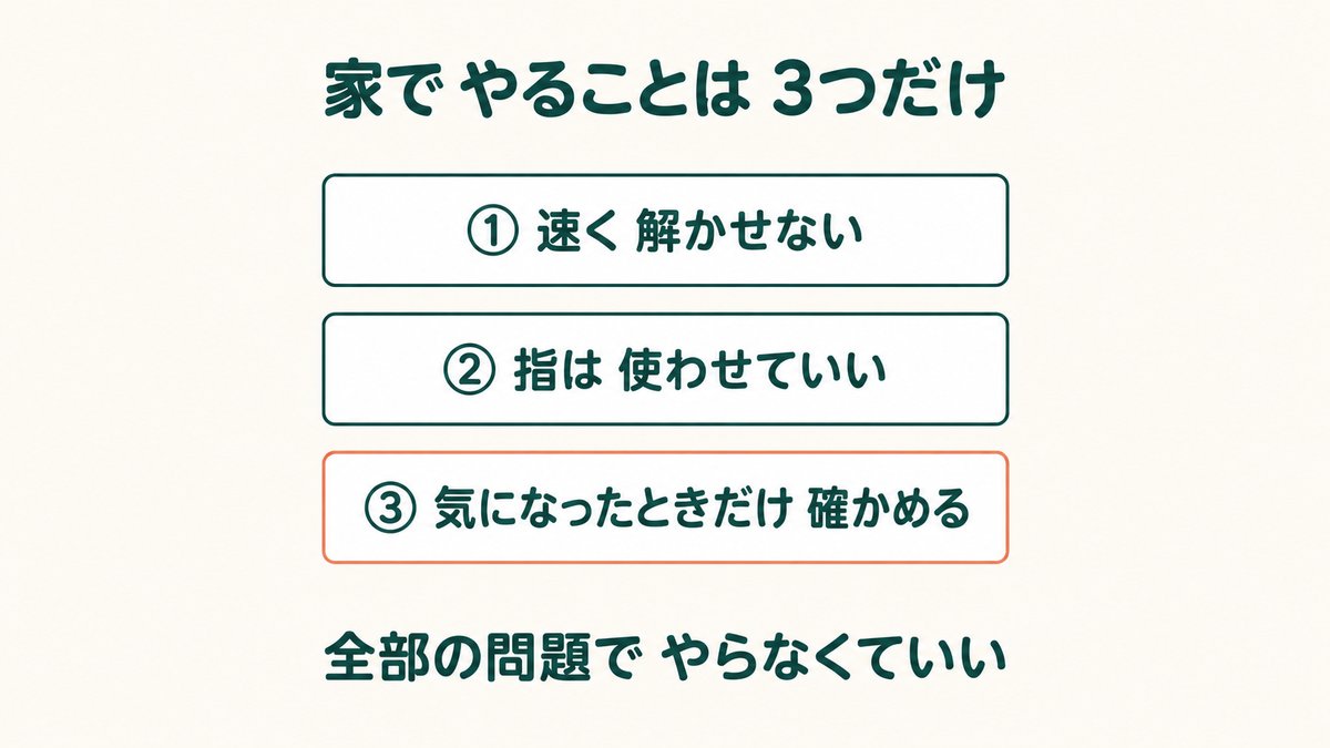 速く解かせない／指は使わせていい／気になったときだけ確かめる